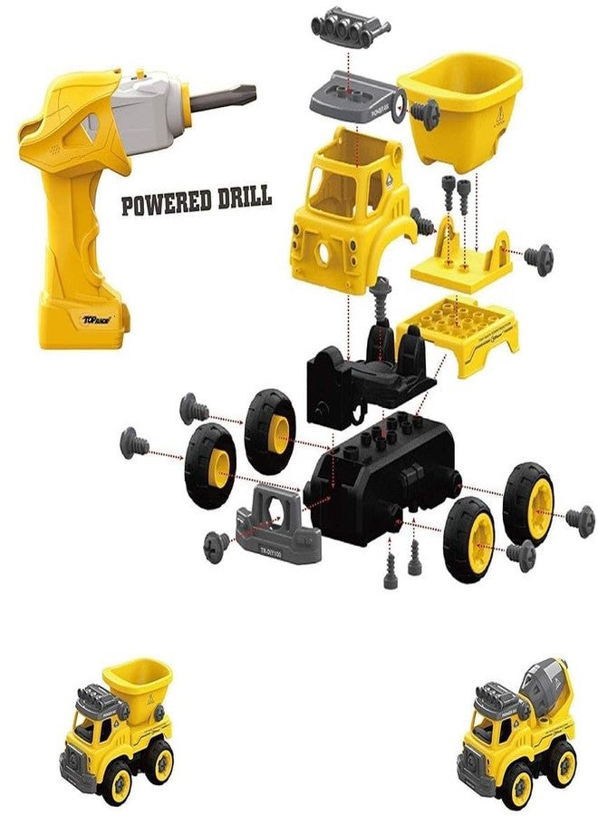 AHBHT Construction Vehicles Pretend Play Toy Trucks Set Building Vehicles Set DIY with Working Drill for Kid (Multicolor) - Image 3